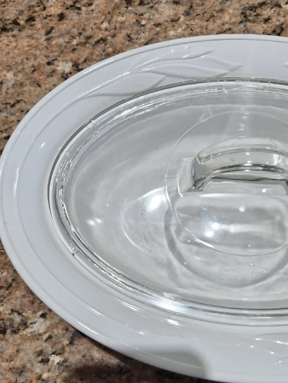 Corningware Elegant Floral Bowl White Covered Casserole with Clear Lid